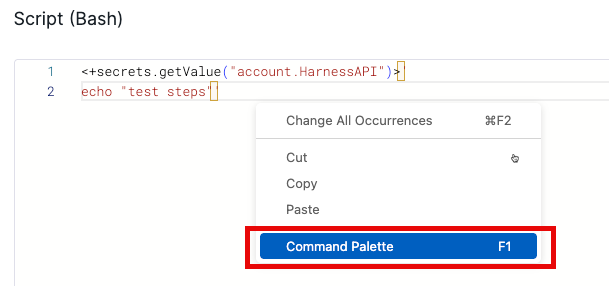 Open the Command Palette from the script space